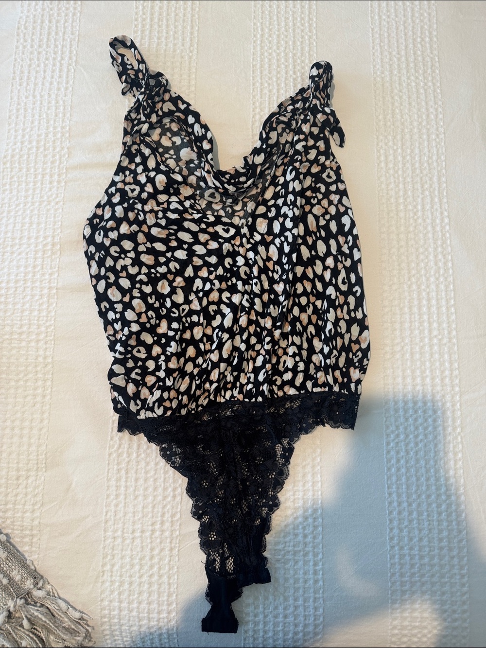 Free People Black & Beige Leopard cotton bodysuit